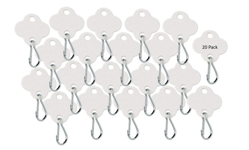 Lucky Line Shamrock Cabinet Key Tag with Hook, 20 Pack, White (25700) - Image 1